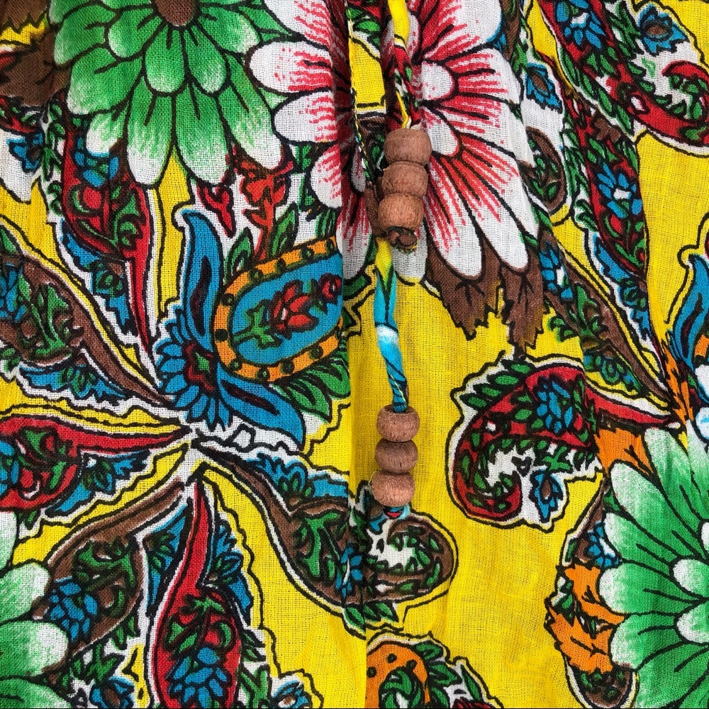 ADRIFT yellow blouse with bright colored florals - Picture 2 of 6